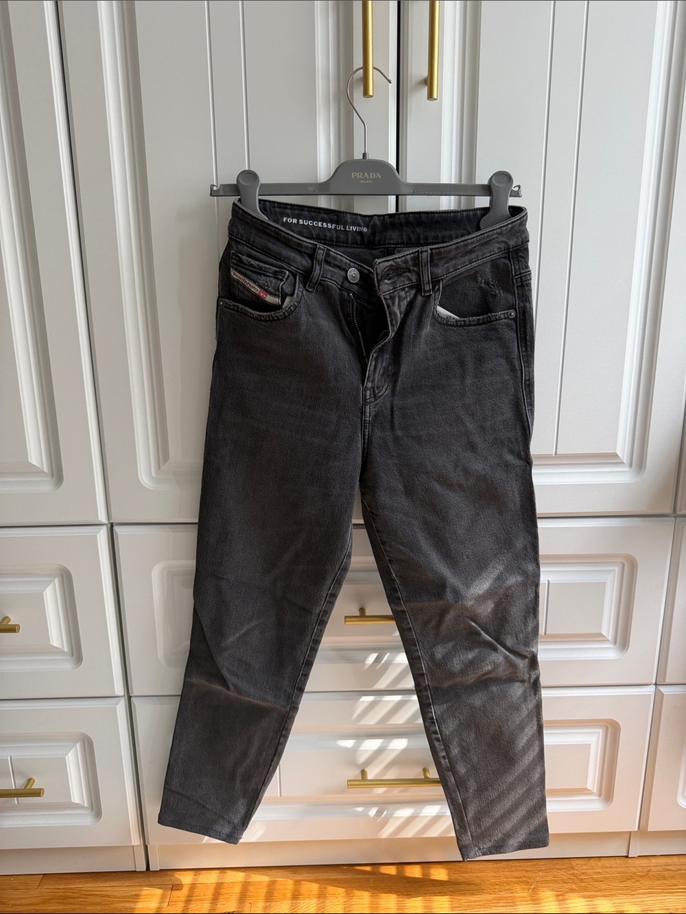 Diesel Black Grey Washed Slim Jeans